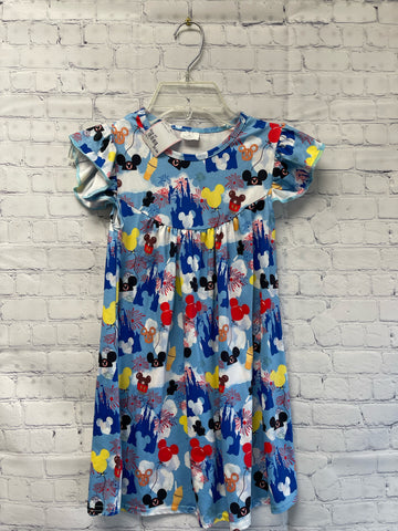 Size 5T Girl's Blue Print Dress