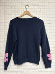 Size Small Ladies Navy Floral Sweater