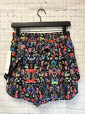 Size 6 Ladies Black Floral lulu lemon Workout Shorts