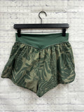 Size Medium Ladies Green Print Aerie Workout Shorts