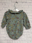 Size 12 Months Girl's Green Floral Little Co. Onesie