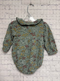 Size 12 Months Girl's Green Floral Little Co. Onesie