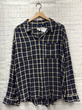 Size XL Ladies Navy Plaid wonderly Blouse
