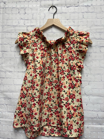 Size Medium Ladies Cream Floral Blouse