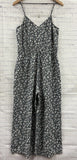 Size Medium Ladies Gray Floral Loft Jumpsuit