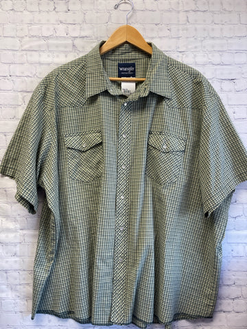 Size 3x Men's Green Print Wrangler Shirt