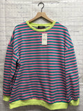 Size Large Ladies Pink Stripe Sweatshirt