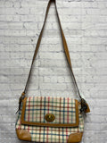 Ladies Cream Plaid Coach Purse