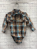 Size 6-9 Months Boy's Brown Plaid Cody James Onesie
