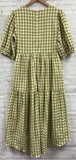 Size Medium Ladies Green Gingham Dress