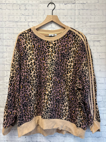 Size Medium Ladies Tan Animal Print Adidas Sweatshirt