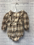 Size 12-18 Months Girl's Cream Plaid Old Navy Onesie