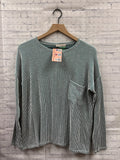 Size L/XL Ladies Green Stripe Zenana Top