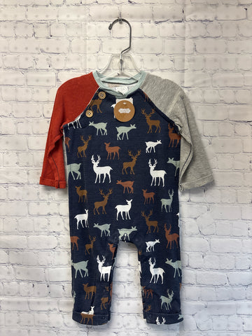 Size 9-12 MO Boy's Blue Print Mudpie Jumpsuit