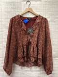 Size Large Ladies Maroon Print Blouse
