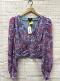 Size Medium Ladies Blue Paisley Jessica Simpson Blouse