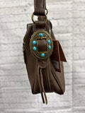 Ladies Brown Fringed Justin Purse