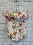 Size 0-3 Months Girl's White Print Mudpie Onesie