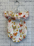 Size 0-3 Months Girl's White Print Mudpie Onesie
