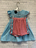 Size 5 Girl's Blue Stripe Short Set