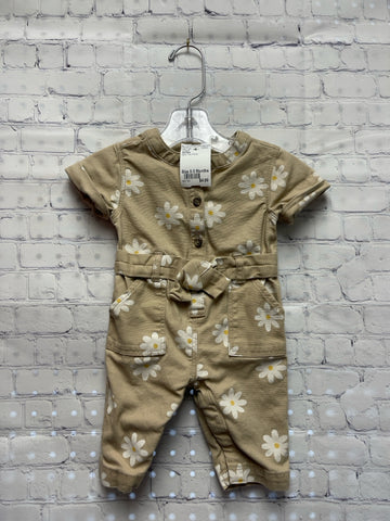 Size 0-3 Months Girl's Tan Floral Old Navy Jumpsuit