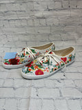 Size 9.5 Ladies White Floral Ked Tennis Shoe