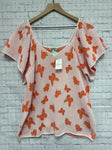 Size XL Ladies Pink Print Cato Blouse