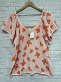 Size XL Ladies Pink Print Cato Blouse