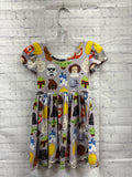Size 4T Girl's Gray Print Little Sleepies Dress