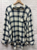 Size 18-20 Ladies Cream Plaid Lane bryant Blouse
