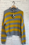 Size Medium Ladies Blue Stripe Sweater