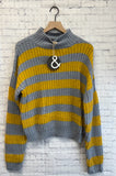 Size Medium Ladies Blue Stripe Sweater