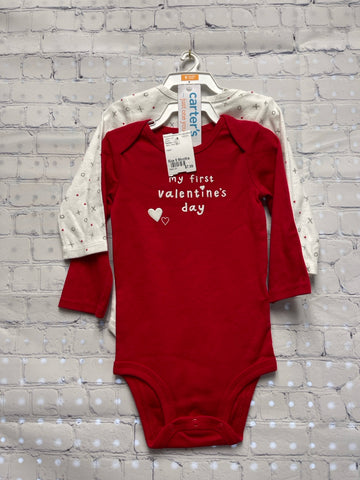 Size 9 Months Girl's Red Print Carters Onsie