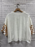Size Medium Ladies White Sequin Simply Southern Blouse