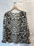 Size Small Ladies Cream Animal Print ee:some Blouse