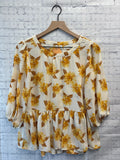 Size Medium Ladies Cream Floral Versona Blouse
