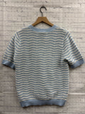 Size Medium Ladies Light Blue Print Loft Blouse