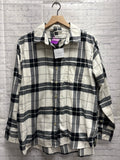 Size Medium Ladies White Plaid American Eagle Blouse