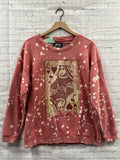 Size Large Ladies Red Acid Wash Sweatshirt