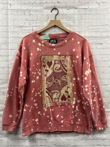 Size Large Ladies Red Acid Wash Sweatshirt