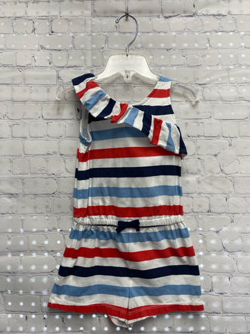 Size 4T Girl's White Stripe Carters Romper