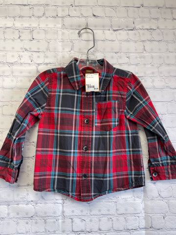 Size 3 Boy's Red Plaid tea Shirt