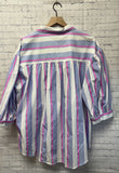 Size 1X Ladies White Stripe Blouse
