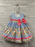 Size 3-6 months Girl's Blue Stripe Bonnie Baby Dress Set