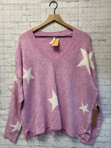 Size Medium Ladies Pink Print Sweater