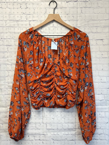 Size Large Ladies Orange Floral free people Blouse