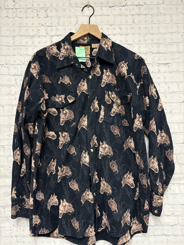 Size Large Men's Navy Print Shirt
