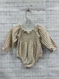 Size 6-12 months Girl's Tan Plaid Onesie