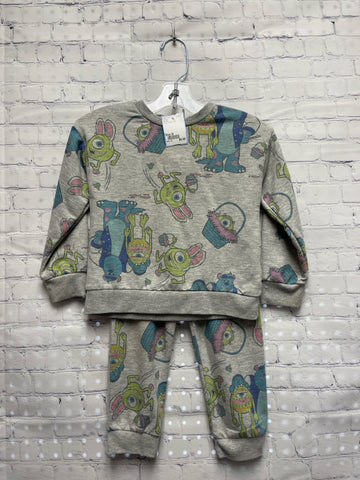 Size 3t Boy's Gray Print Disney Pantset