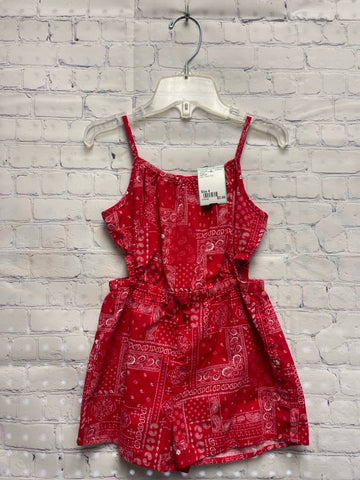 Size 4 Girl's Red Print Oshkosh Romper